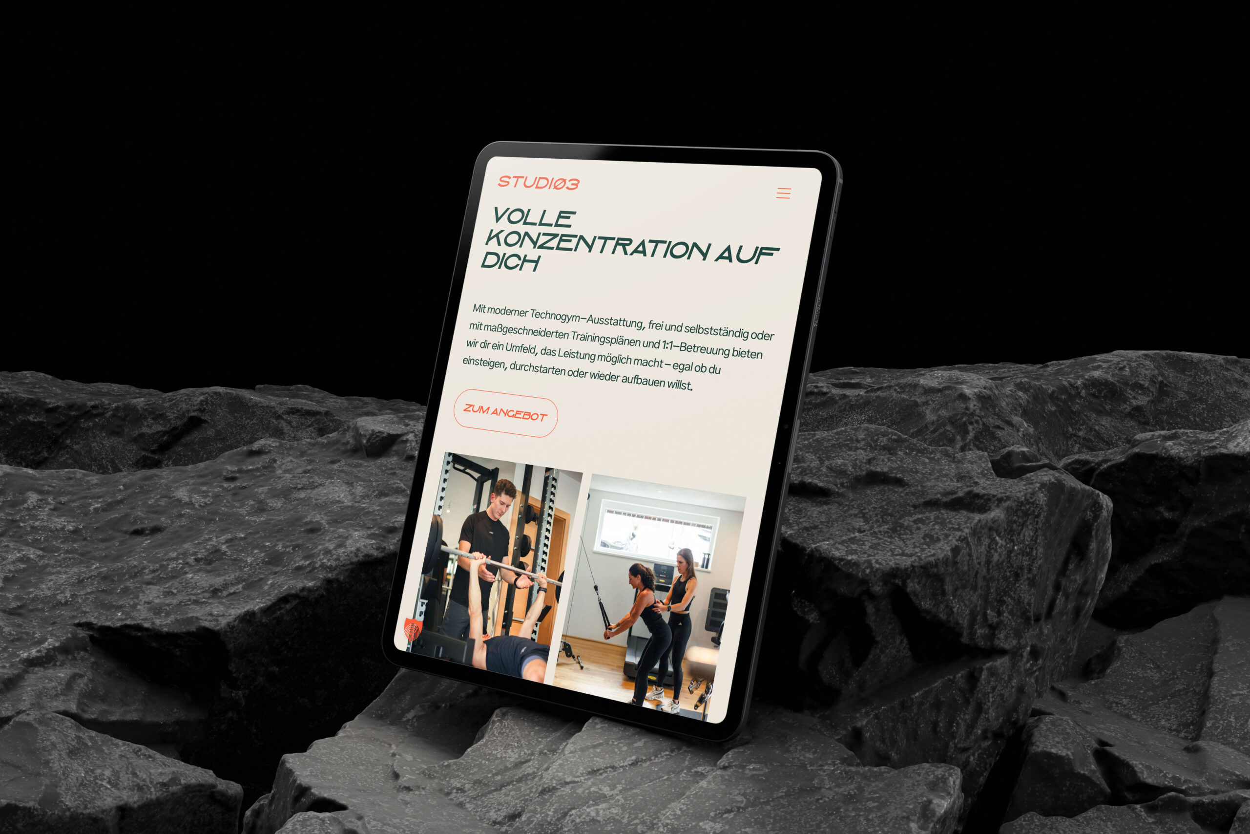 Website Mockup auf einem iPad